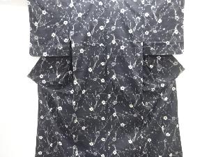 枝梅模様織り出し手織り紬着物